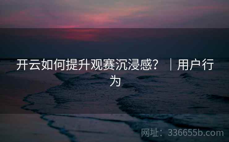 开云如何提升观赛沉浸感？｜用户行为