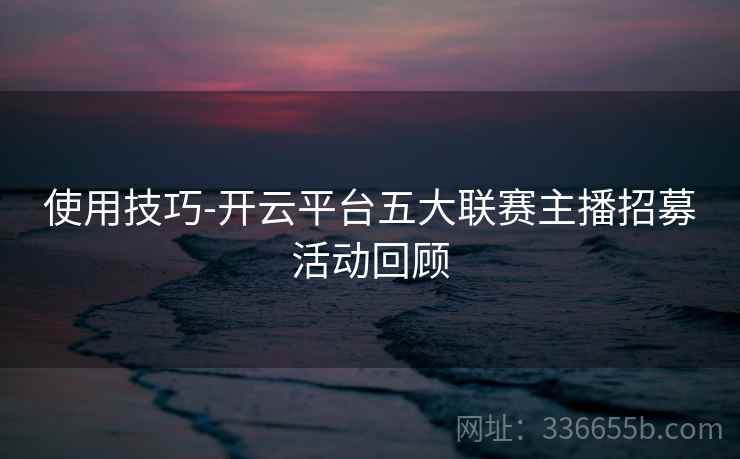 使用技巧-开云平台五大联赛主播招募活动回顾